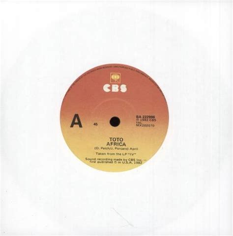 Toto Africa Australian 7 Vinyl Single 7 Inch Record 45 635773