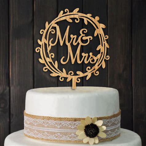 Free Shipping Rustic Wedding Cake Topper Round Wooden Cake Topper Mr