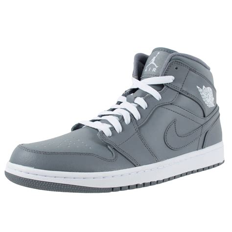 Nike Air Jordan 1 Mid Basketball Shoes Cool Grey White Cool Grey 554724