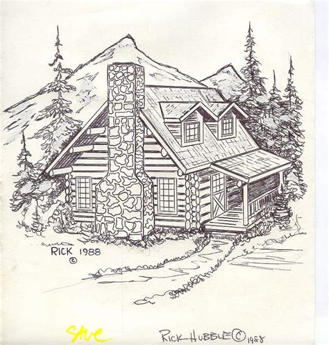 Log Cabin Art Nature Art Drawings Art Drawings Sketches Simple