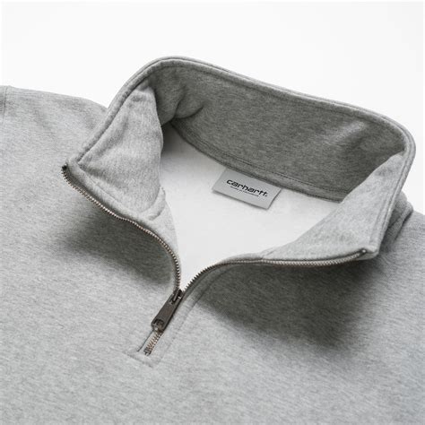 Carhartt Wip Chase Neck Zip Sweatshirt Grey Heathergold I027038