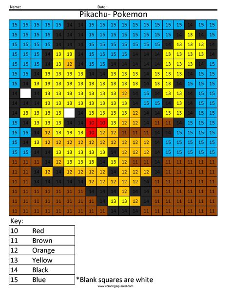 Give your kids something fun and free to do when they're bored when you use these pokemon color by number printable worksheets. Pokemon Pikachu- Color by Number - Coloring Squared