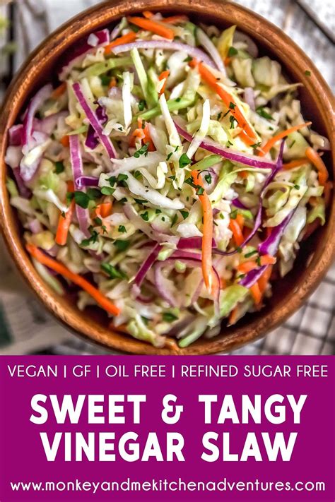 An emulsion creates a thickened dressing. Sweet and Tangy Vinegar Coleslaw - Monkey and Me Kitchen ...