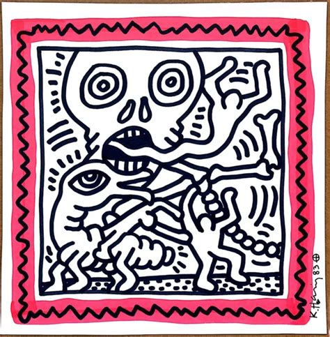 Keith Haring Pop Art Original Felt Penpaint Drawing Surreal