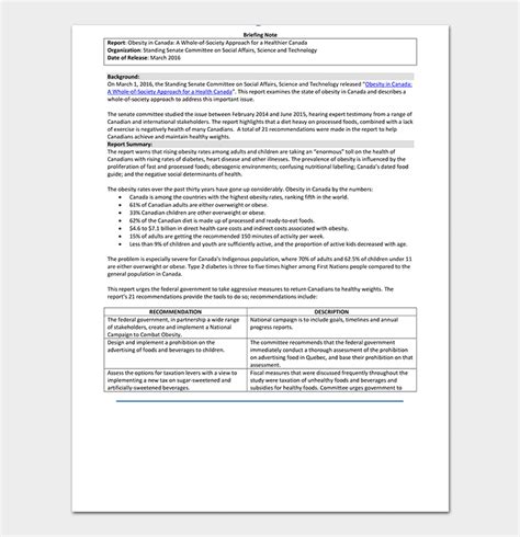 Briefing Note Template 15 Samples Word Doc And Pdf Format