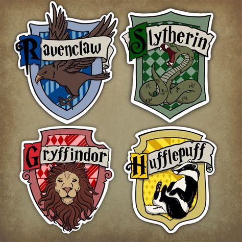 Harry Potter Hogwarts House Crest Vinyl Decal Stickers Etsy