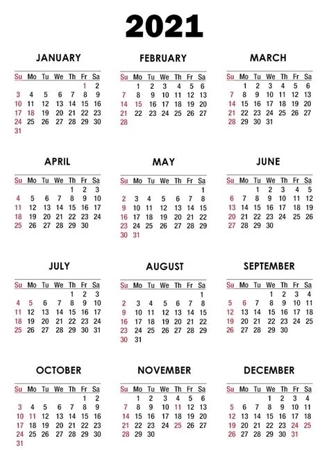 2021 Printable Editable Monthly Calendars