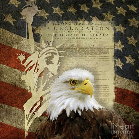 Handmade Acrylicoil Painting American Flag Bald Eagle Patriotic Wall
