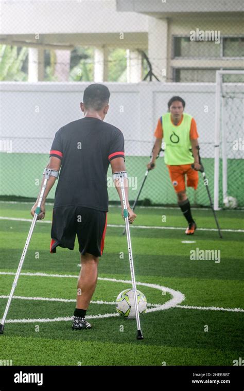 Training Session Amputee Football Team In Indonesia Stock Photo Alamy