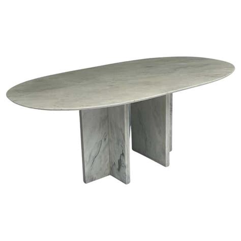 Italian Marble Dining Table In Statuariatto White Marble For Sale At