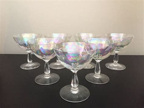 Fostoria Shell Pearl Iridescent Crystal Champagne Coupes Set Of 10 Fostoria Crystal Stemware