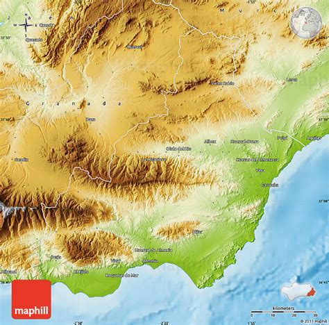 Physical Map Of Almería