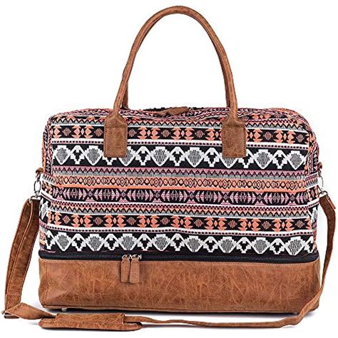 Women Canvas Travel Weekender Overnight Carry On Duffel Bag With Shoe Orange Ebay