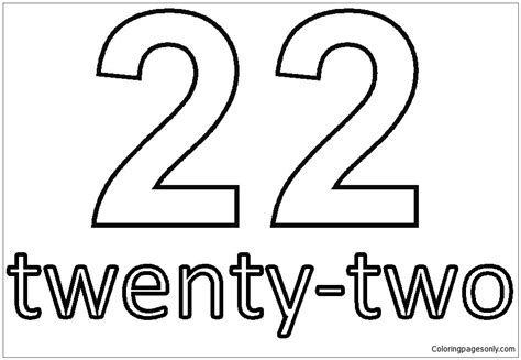 Number Twenty Two Coloring Page Free Printable Coloring Pages
