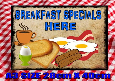 Vintage Style Breakfast Specials Cafe Sign Wall Plaque The Rooshty Beach