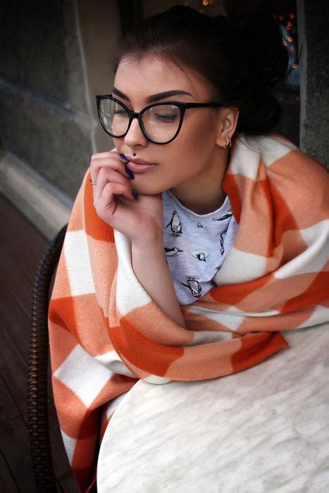 girl with glasses wrapped in a plaid free image download