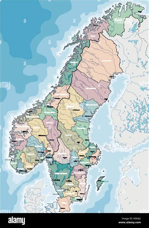 Karte Von Norwegen Und Schweden Stock Vektorgrafik Alamy