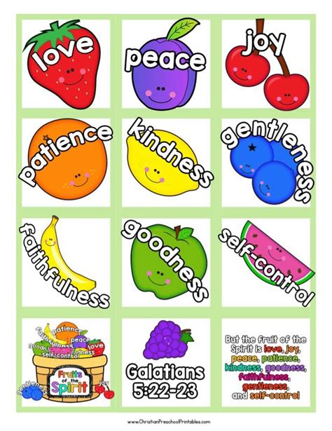 Fruit Of The Spirit Memory Game Christian Preschool Toddler Bible