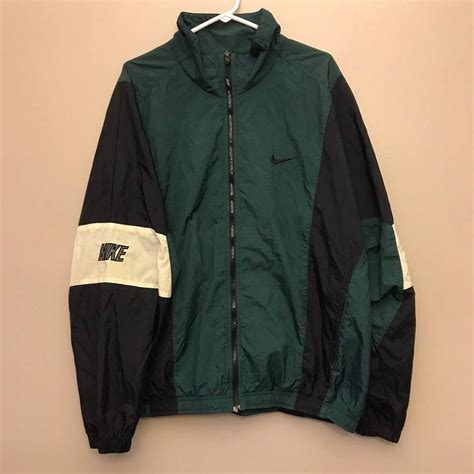 Nike Vintage 90s Nike Windbreaker White Tag Green Black White Grailed