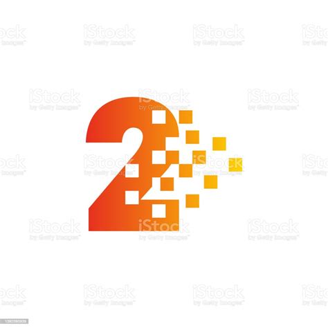 Colorful Number 2 Sign Fast Pixel Dot Logo Number Two Pixel Art Stok