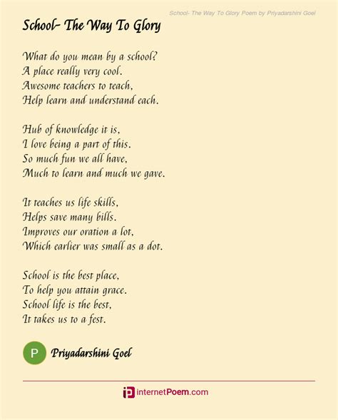School The Way To Glory Poem By Priyadarshini Goel