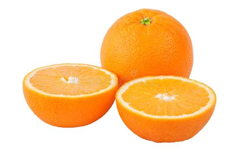 Whole Orange And Two Juicy Cut Halves Stock Photo Image Of Skin Half