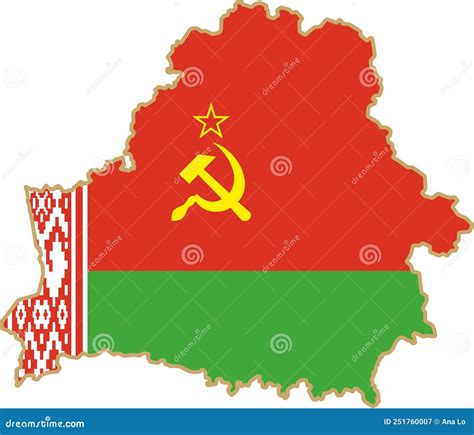 Map Of Belarus With The Soviet Flag Flag Of An Independent European