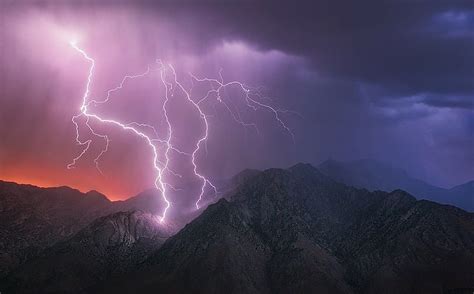 Nature Landscape Mountains Lightning Storm Electric Clouds Thunder