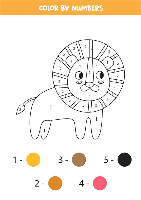 Coloring Book With Cute Cartoon Lion Worksheet For Children 2847616