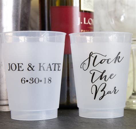 Stock The Bar Bridal Shower Frosted Plastic Cups Personalized Wedding