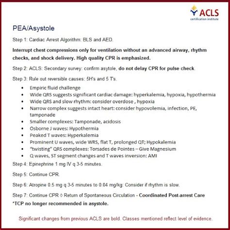 Acls 2014 Unofficial Cheat Sheet Peaasystole Acls Icu