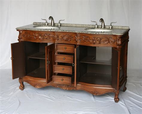 Visit our huge showroom in markham, or check our catalogue for antique bathroom vanities and see for yourself the extensive collection of these fine antique and victorian style bathroom vanity on display. 60" Adelina Antique Style Double Sink Bathroom Vanity in ...