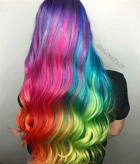 Neon Vivid Rainbow Hair Color Tip