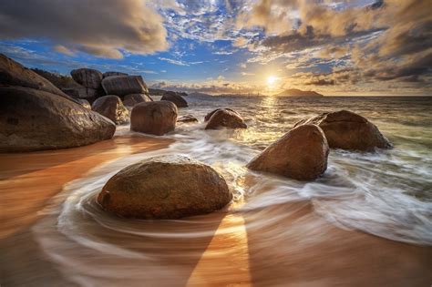 Horizon Japan Rocks Stars Nature Itanki Beach Landscape Coast