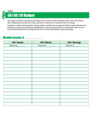 50 30 20 Budget Worksheet Worksheets For Kindergarten