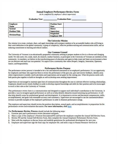 Free 7 Sample Annual Review Forms In Pdf Ms Word