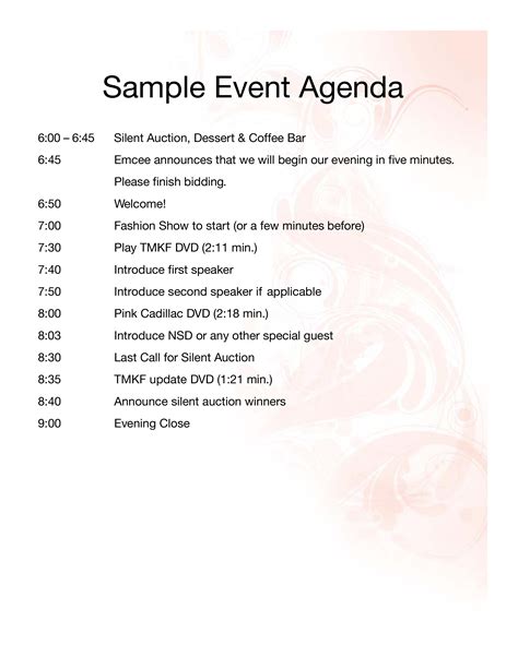 Sample Event Agenda Templates At