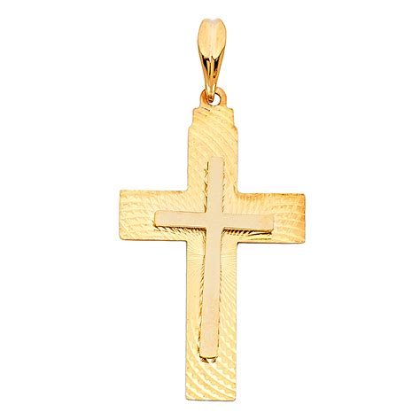 solid 14k yellow gold christian crucifix cross pendant 30mm x 19mm