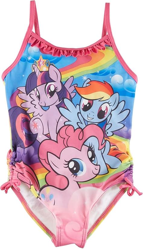 My Little Pony Little Girls Rainbow Swimsuit 5 Pink Multi