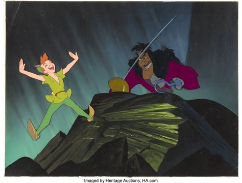 Peter Pan Captain Hook Production Cel With Key Master Background Lot