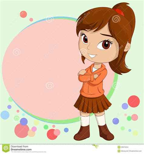 Cute Smiling Little Girl Standing With Background Stock