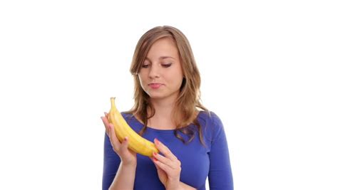 Woman Peeling And Eating A Banana In Starts Laughing Stock Footage Video 2936455 Shutterstock