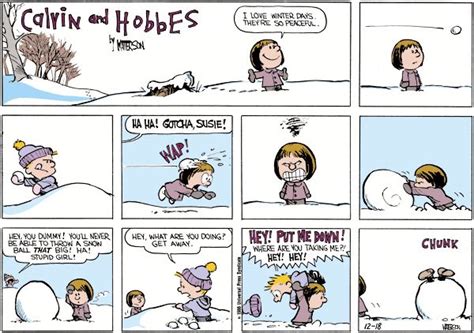 Calvin And Susie Snowball Fight Calvin And Hobbes Fun Comics