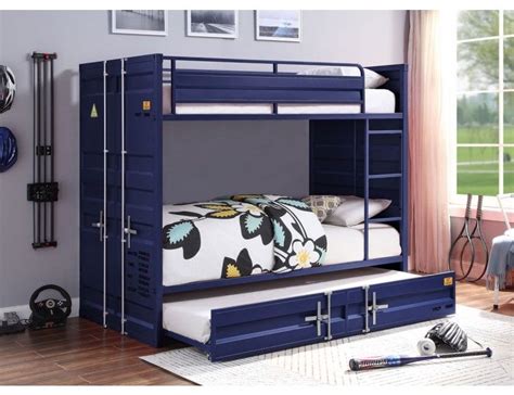 Container Blue Bunkbed Industrial Style Metal Bunk Beds Bunk Bed