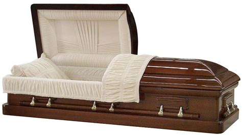 Funeral Merchandise Solid Mahogany Casket Almond Interior Ne