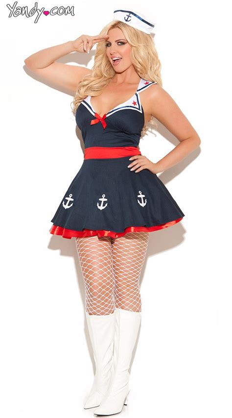 Plus Size Sailors Delight Costume Sexy Red White And Blue Sailor