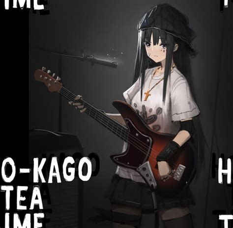 K On Anime Girls Akiyama Mio Black Hair Long Hair Guitar