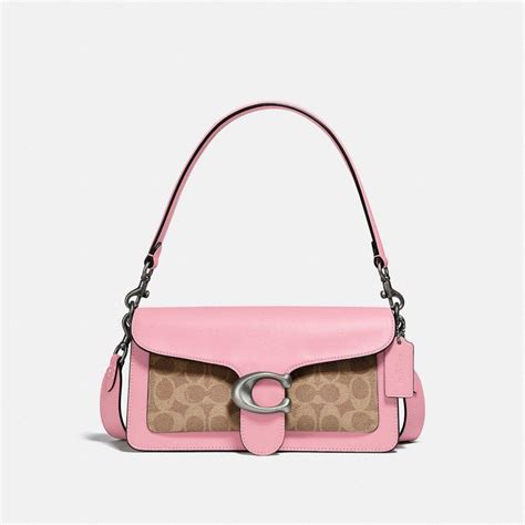 Coach Tabby Shoulder Bag 26 With Signature Canvas In Pewtertan Powder