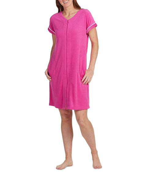 Miss Elaine Womens Solid Color Terry Knit Short Zip Robe Macys