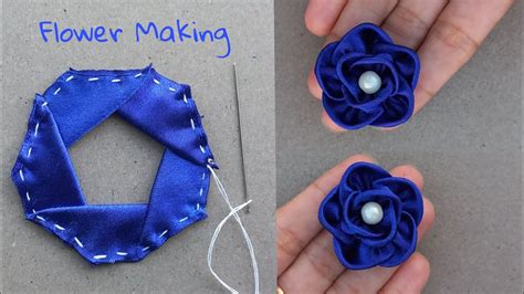 How To Make Fabric Flower Fabric Rose Flower Making Diy Easy